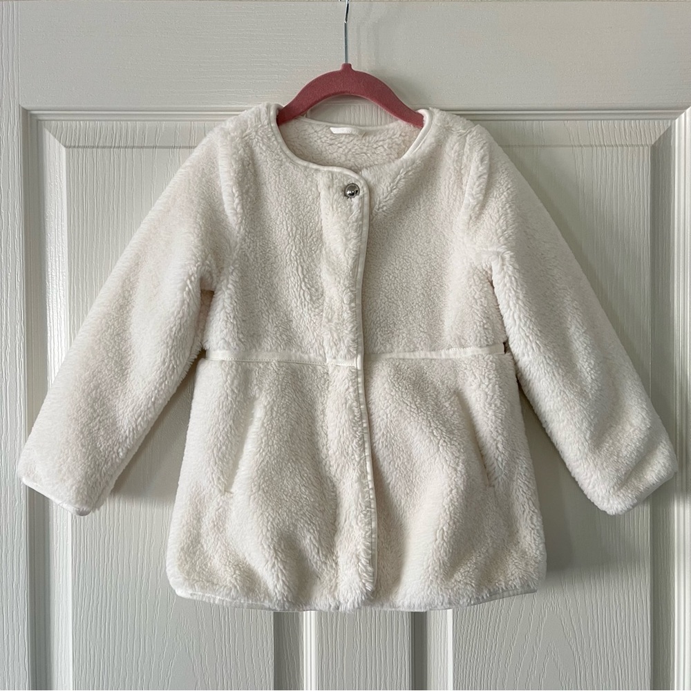 Janie and Jack Faux Fur Coat - White - Size 4